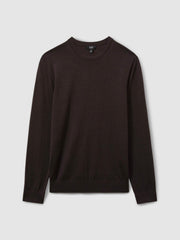 Merino Wool Crew Neck Jumper Dark Bordeaux | Mens