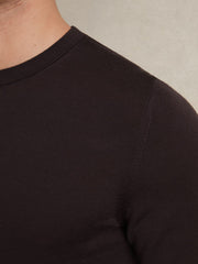 Merino Wool Crew Neck Jumper Dark Bordeaux | Mens