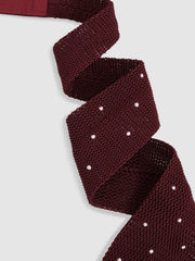 Silk Knitted Pin-Dot Tie Burgundy | Mens