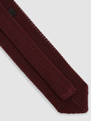 Silk Knitted Pin-Dot Tie Burgundy | Mens
