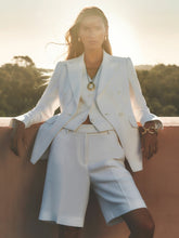 Linen-Blend Bermuda Shorts White | Womens
