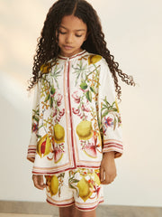 13-14 yrs | NYBG Satin Floral-Print Shirt Ivory | Children