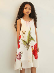 13-14 yrs | NYBG Floral Maxi Dress With Linen Ivory | Children