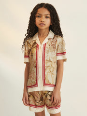 4-9 yrs | NYBG Satin Floral-Print Shirt Khaki | Children