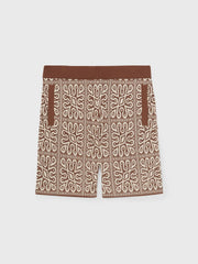 Tile Pattern Knit Shorts Brown/White | Mens