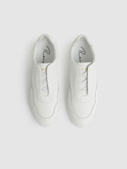 Leather Elasticated-Lace Trainers White | Mens