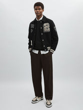 Les Deux Wool-Blend Varsity Jacket Black | Mens