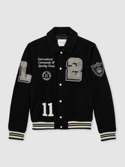 Les Deux Wool-Blend Varsity Jacket Black | Mens