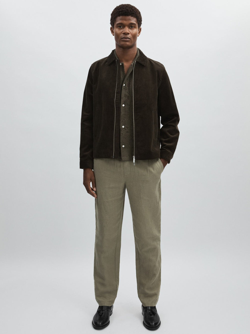 Les Deux Drawstring Trousers Green/Ivory | Mens