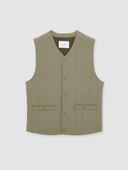Les Deux Quilted Technical Gilet Green | Mens