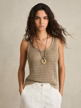 Linen Open Knit Vest Stone | Womens