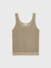 Linen Open Knit Vest Stone | Womens