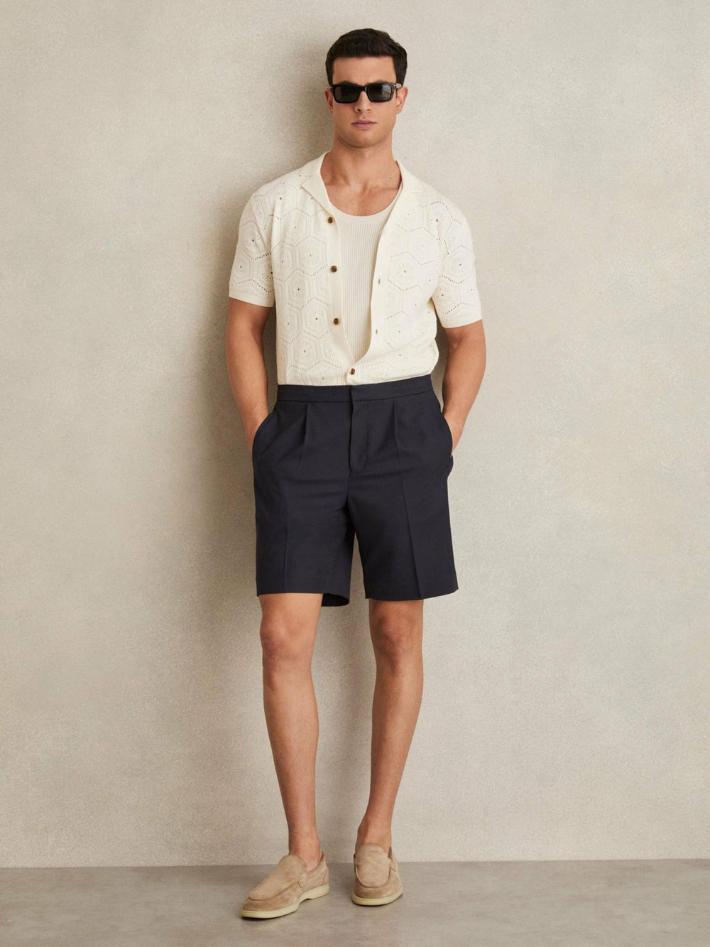 Relaxed Drawstring Shorts Navy | Mens