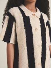 4-9 yrs | Les 100 Ciels Stripe Knit Shirt Black | Children