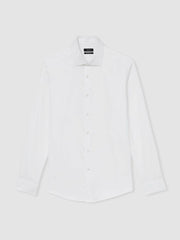 Slim Fit Slim-Fit Cotton-Sateen Shirt White | Mens