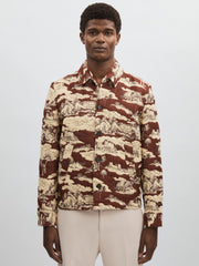 Les Deux Woven Ruins Overshirt Red/Cream | Mens