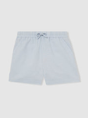 13-14 yrs Cotton-Linen Drawstring Shorts Soft Blue | Children