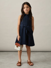 9-13 yrs Tie-Waist Collared Dress Blue | Children