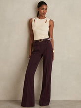 High Rise Flared Trousers Burgundy | Womens