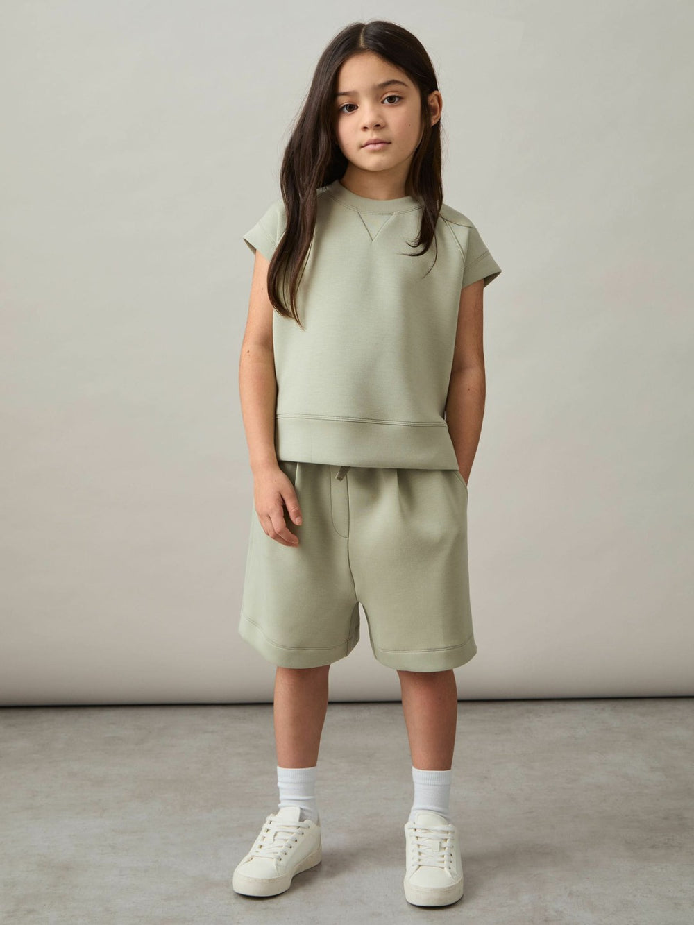 4-9 yrs Modal-Blend Sweatshirt And Shorts Set Sage | Children