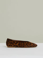 Leather Rounded-Point Toe Ballet Flats Animal | Womens