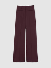 Petite High Rise Flared Trousers Burgundy | Womens