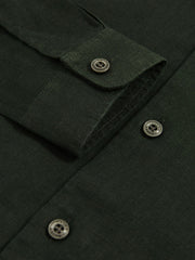 3-9 yrs Linen Cutaway Collar Shirt Dark Green | Children