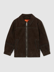 9-13 yrs Unisex Fit McLaren F1 Team Suede Bomber Jacket Distressed Brown | Children