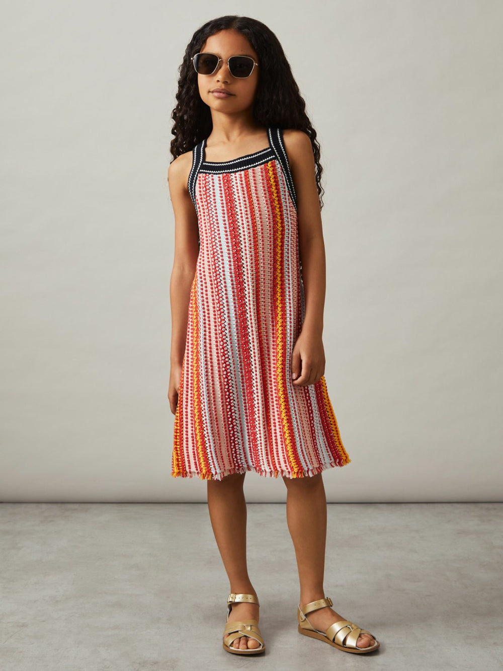 4-9 yrs Cotton Striped Knit Dress Multi | Children
