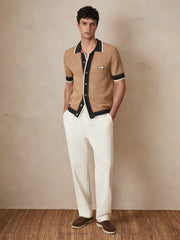 | Ché Crochet Tipped Shirt Camel | Mens