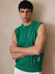 Ché Pointelle Crew-Neck Vest Bright Green | Mens