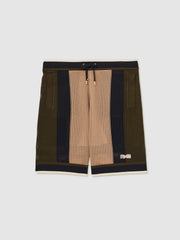 | Ché Crochet Colour-Block Shorts Camel/Green | Mens