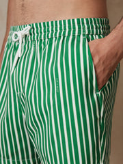 | Ché Stripe Swim Shorts Green/White | Mens