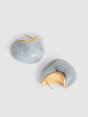 Curve Marble Scoop Earrings Gold Tone | Womens