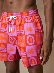 | Ché Sunset-Print Swim Shorts Orange/Pink | Mens