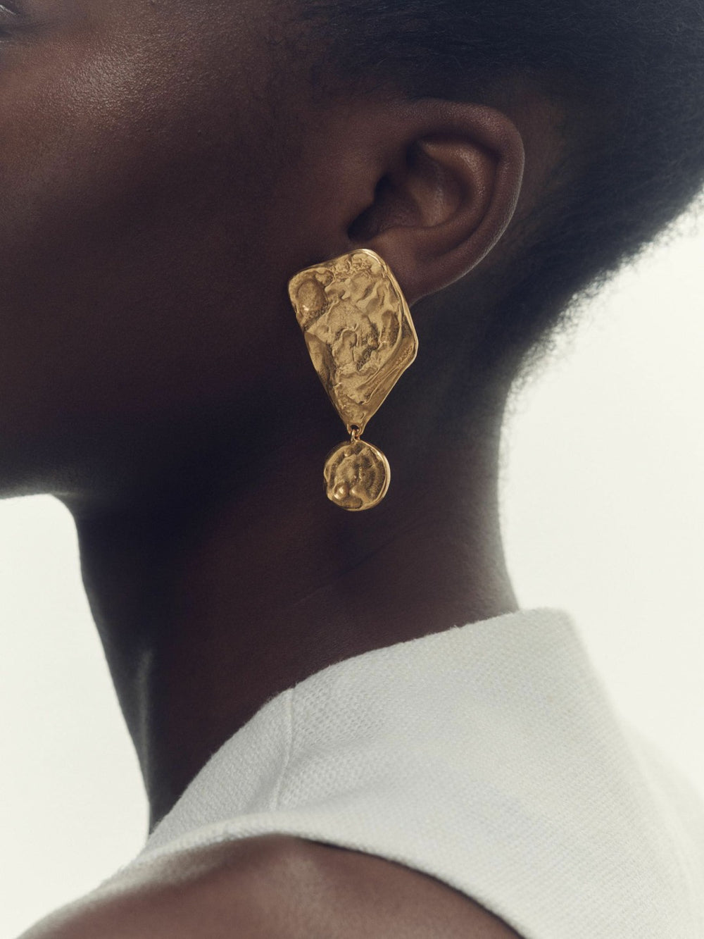 Molten Large Drop Earrings Gold Tone | Womens