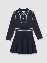 13-14 yrs Piped Knitted Skater Dress Navy | Children
