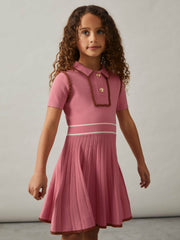 9-13 yrs Twist-Piped Knitted Dress Pink | Children