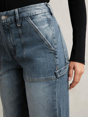 Good American Cuffed Straight-Leg Jeans Indigo | Womens