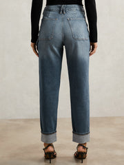 Good American Cuffed Straight-Leg Jeans Indigo | Womens