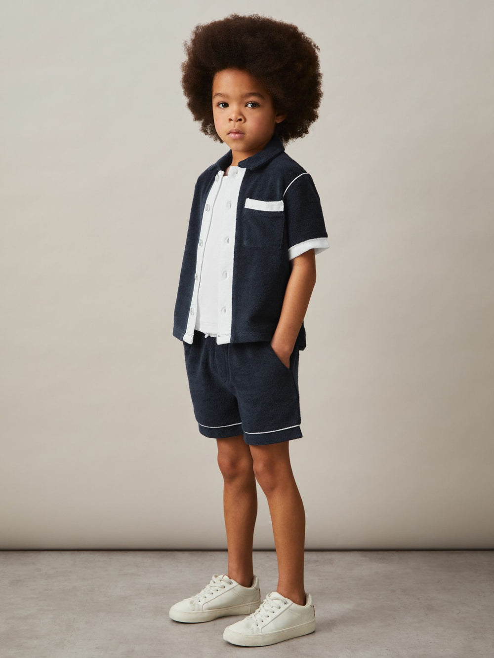 3-9 yrs Velour Colour-Block Shorts Blue Multi | Children