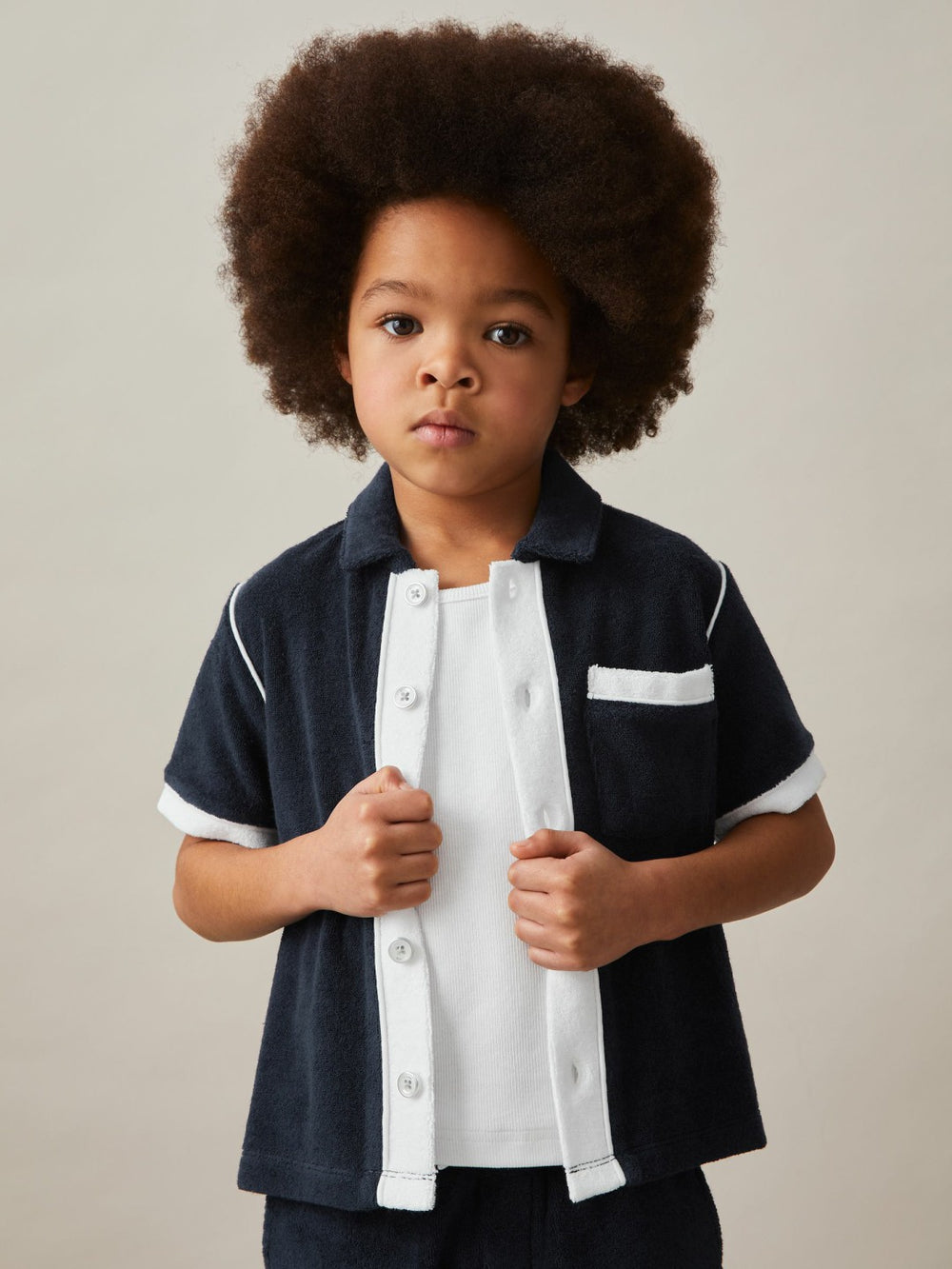 9-13 yrs Velour Colour-Block Shirt Blue Multi | Children