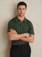 Merino Wool Short-Sleeve Polo Shirt Kale Green | Mens
