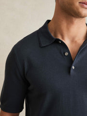 Merino Wool Short-Sleeve Polo Shirt Midnight Navy | Mens