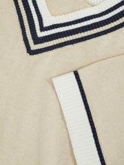 4-9 yrs Cotton-Linen Knit V-Neck Cricket Top Neutral | Children