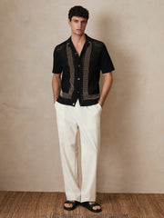 | Ché Beaded Crochet Shirt Black | Mens