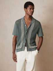 | Ché Beaded Crochet Shirt Sage | Mens