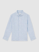 13-14 yrs Linen Cutaway Collar Shirt Blue/White Stripe | Children