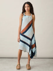 9-13 yrs Stripe-Print Handkerchief Dress Blue Print | Children