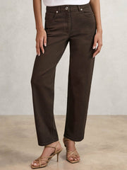Petite Mid-Rise Straight-Leg Jeans Chocolate | Womens